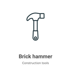 Poster - Brick hammer outline vector icon. Thin line black brick hammer icon, flat vector simple element illustration from editable construction concept isolated stroke on white background