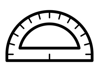 Half circle protractor for measuring angles line art vector icon for math apps and websites