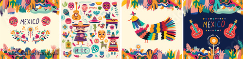 Fotografie, Obraz Beautiful vector illustrations with design for Mexican holiday 5 may Cinco De Mayo