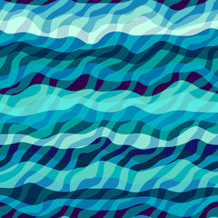 Fototapete - Blue waves pattern in marine style.