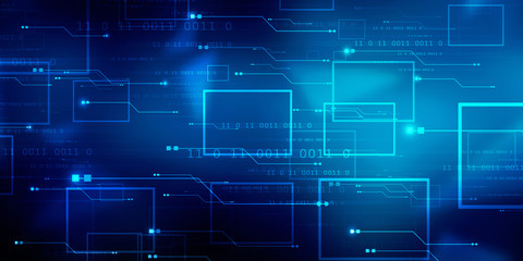 2d illustration abstract digital binary data on computer screen