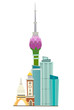 Colombo architecture vector illustration. Abstract famous buildings skyline asian megapolis. Sri Lanka's capital   architecture. Isolated icon on white background