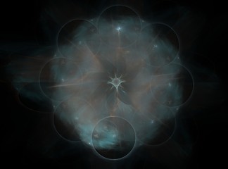Poster - Geometry of Space series. Visually attractive backdrop made of conceptual grids curves and fractal elements suitable as element for layouts on physics mathematics technology science and education