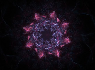 Poster - an abstract computer generated modern fractal design on dark background. abstract fractal color text