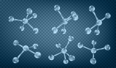 Wall Mural - glass molecules model. reflective and refractive abstract molecular shape isolated on white backgrou