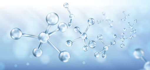 Wall Mural - glass molecules model. reflective and refractive abstract molecular shape. vector illustration