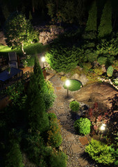 Wall Mural - Garden patio illumination in the evening