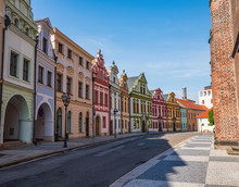 Historic Canonical Houses On Great Square Of Hradec Kralove, Czech Republic
