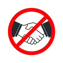 No Handshake Icon With Red Forbidden Sign, Avoiding Virus Infection