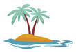 Desert island isolated icon, traveling and summer vacation