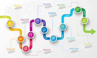 Wall Mural - Timeline infographic template,Business concept with 10 options,Vector illustration.