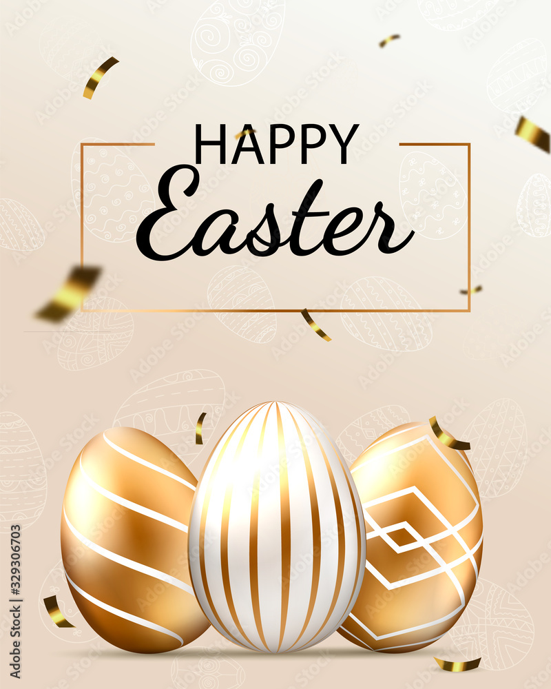 Happy Easter lettering background  - obrazy, fototapety, plakaty 