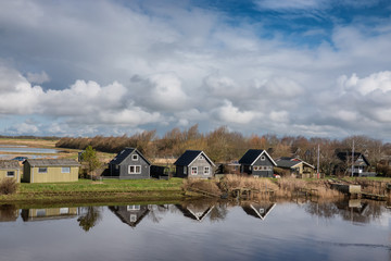 Small cottages behind the lockers in Sneum, Esbjerg Denmark