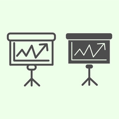 Poster - Education board line and solid icon. Presentation desk with diagram outline style pictogram on white background. School and knowledge signs for mobile concept and web design. Vector graphics.