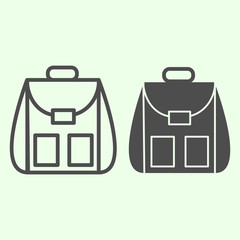 Poster - Backpack line and solid icon. Student personal school bag outline style pictogram on white background Schoolbag or daypack for mobile concept and web design. Vector graphics.