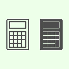 Poster - Calculator line and solid icon. Math school equipment for calculating outline style pictogram on white background. Education and study signs for mobile concept and web design. Vector graphics.