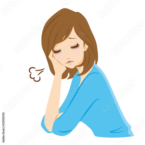 頬杖 女性 溜息 Stock Vector Adobe Stock 頬杖 女性 溜息 Stock Vector Adobe Stock