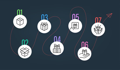 Poster - Steps with icons of gift boxes. Infographics template