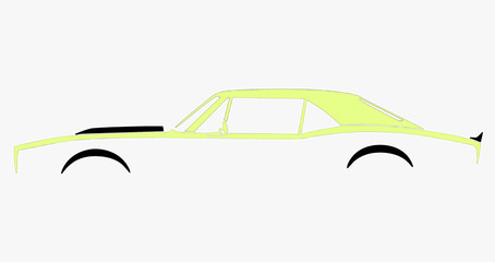 Sticker - Illustration of old american car on white background