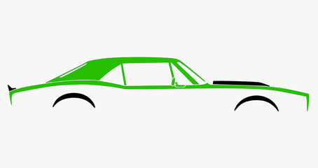 Wall Mural - Illustration of old american car on white background