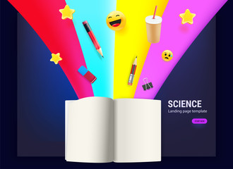 Poster - Open book with different elements flowing into it