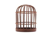 Retro Rusty Cage Isolated On White Background With Clipping Path