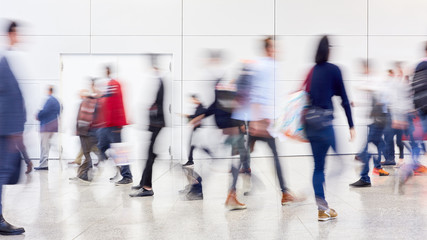 Many people go to trade fair or shopping mall