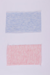 multicolored patches of fabric on a white background