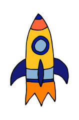 Wall Mural - hand drawn doodle vector cartoon sketch cosmic rocket