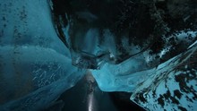 Ground Sot Of A Beautiful Ice Cave In The Mendenhall Glacier.  Filmed In 4K 30fps