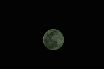 full moon and aeroplane