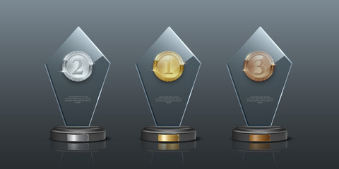 Wall Mural - glass awards realistic vector illustration