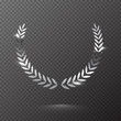 Silver shiny laurel wreath isolated on transparent background. Vector design element.