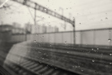 Rainy Train Outside Landscape