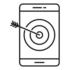 Poster - Target smm smartphone icon. Outline target smm smartphone vector icon for web design isolated on white background