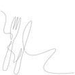 Fork and knife line drawing restaurant background vector illustration