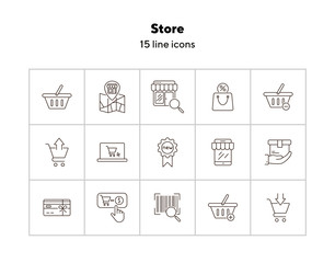 Sticker - Store line icon set. Cart, order, checkout. Shopping concept. Can be used for topics like online shop, supermarket, retail