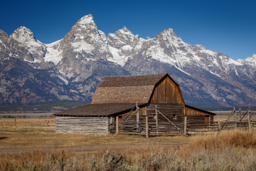 Wall Mural - John Moulton Barn within Mormon Row Historic District in Grand Teton National Park, Wyoming - The most photographed barn in America