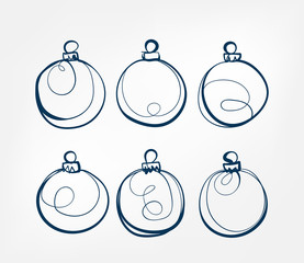 Wall Mural - christmas balls one line vector isolated design element