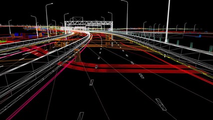 Wall Mural - the bim model of road infrastructure and underground urban utilities