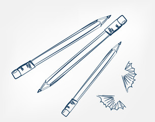 pencils one line vector isolated design element