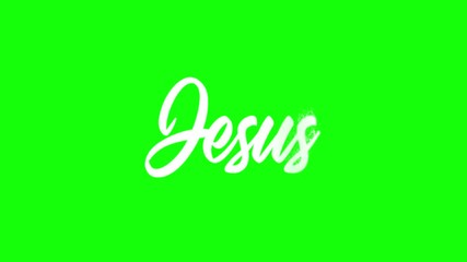 Wall Mural - JESUS word animation with sand transition motion graphic effect and green background in 4k resolution