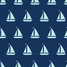 Regular Vector Pattern With Light Blue Sailboats