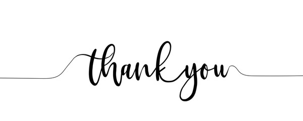 thank you hand lettering. typography design inspiration. black colored. on a white background. vecto