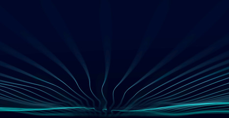 Leinwandbilder - Wave of dots and weave lines. Abstract background. Network connection structure. 3d rendering.
