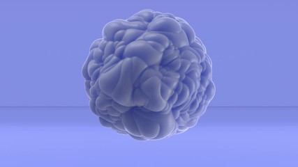 Wall Mural - 3d Looped abstract sphere with bulging. Wavy surface with ripples. Trendy monochrome texture, isolated ball with convexity, cell motion graphic design, animated elastic texture.