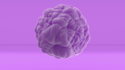 Wall Mural - 3d Looped abstract sphere with bulging. Wavy surface with ripples. Trendy monochrome texture, isolated ball with convexity, cell motion graphic design, animated elastic texture.