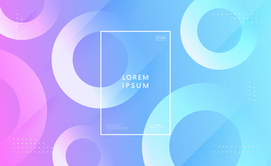 Poster - Minimal geometric trendy background. Dynamic circle shapes composition. Light backdrop.