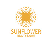 Yellow Sunflower Vector Logo Design Concept In White Background
