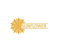 Sunflower Vector Logo Design Concept With Space Bar For Text Writing